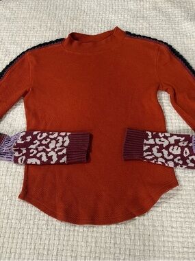 Free People Switch It Up Thermal Top - Rust Orange - Size M